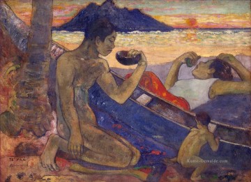 Paul Gauguin Werke - Kanu Tahitian Familie Paul Gauguin